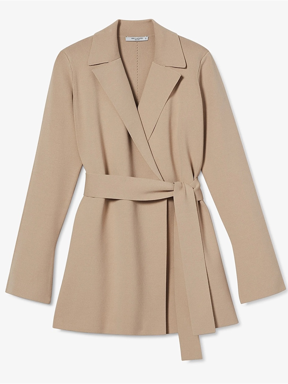 NWT M.M.LaFleur Merritt Wrap Jardigan Belted Knit Blazer Latte Beige Size M